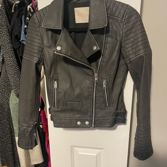 Grey/ash black leather jacket for women - Picture 2 of 2